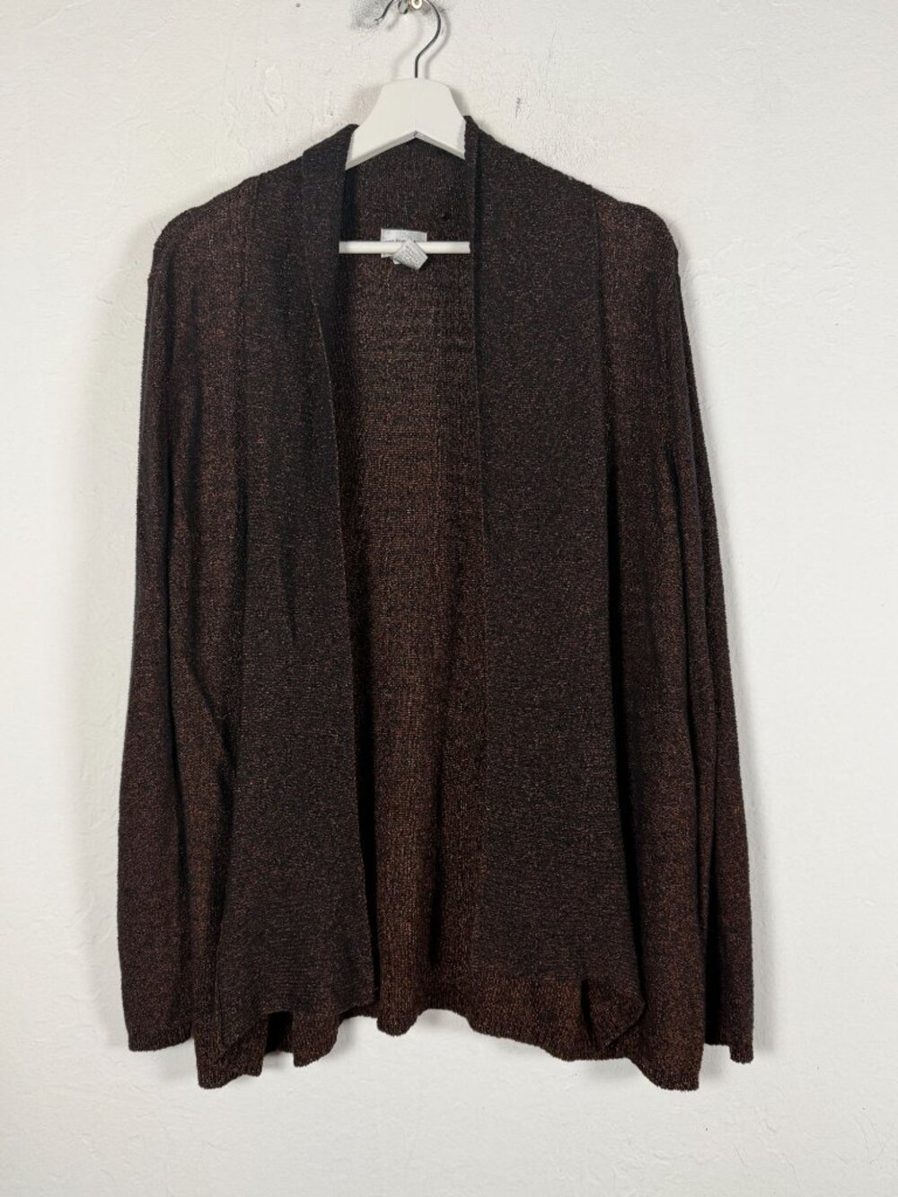 Chico's Womens Black Cooper Marled Open Front Cardigan Sweater Silk Blend Size 1